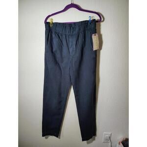 Gap Women's Wide Leg Tapestry Navy Dark Blue Long Pants Sz 4 Cargo Cotton High R